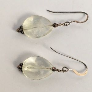 Natural quartz and sterling drop earrings